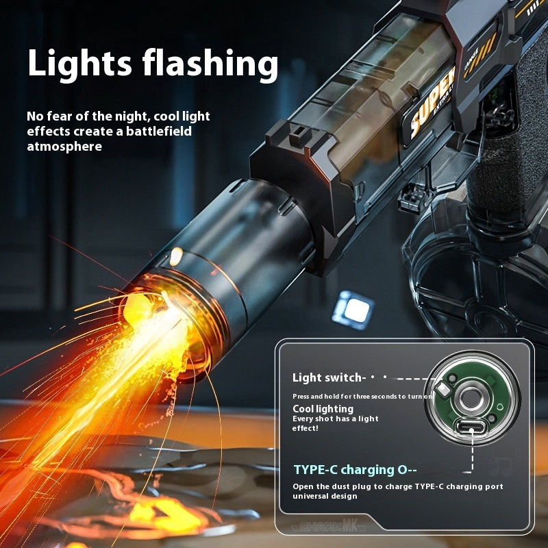 Electric LED Water Gun for Kids – Powerful Automatic Water Spray Blaster with Simulated Recoil Effect