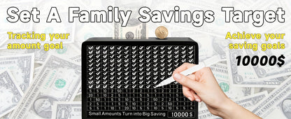 Wooden Money Saving Challenge Box with Reusable Sticker Labels
