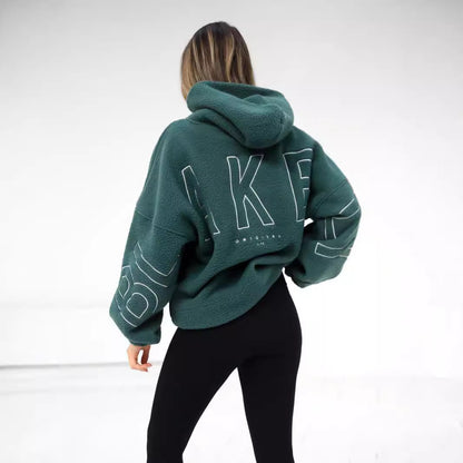 Women's Simple Loose Embroidered Lamb Fleece Coat - Hiccupzz