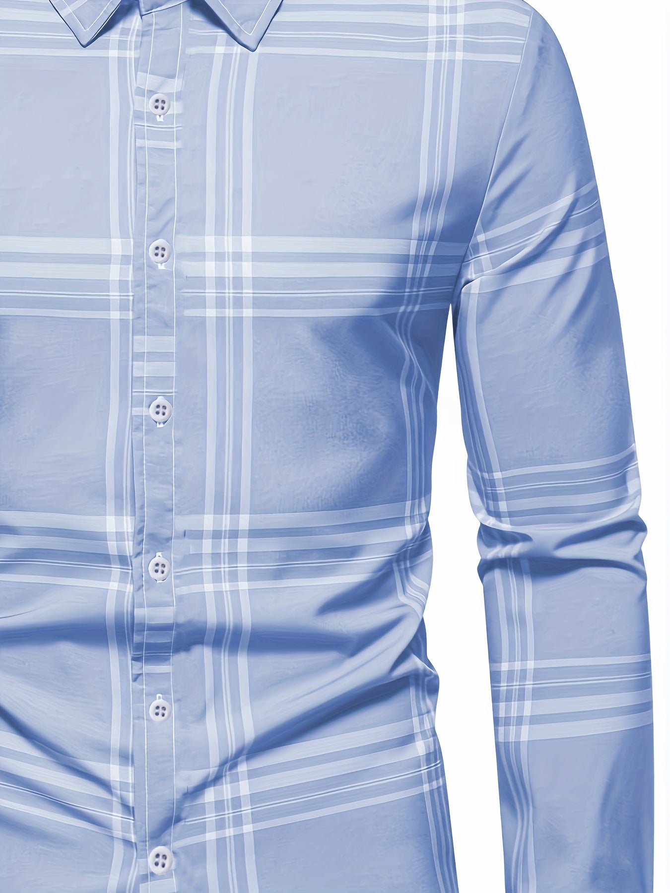 Men's Casual Plaid Long Sleeve Lapel Shirt