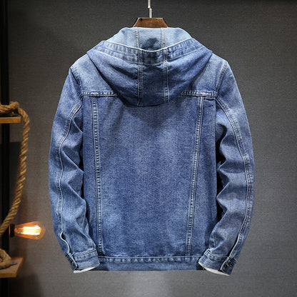 Hooded Denim Jacket Men's Spring - Hiccupzz