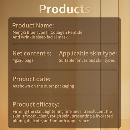 Type III Collagen Polypeptide Anti-Wrinkle Sleeping Mask – Enhances Skin Firmness and Hydration - Hiccupzz