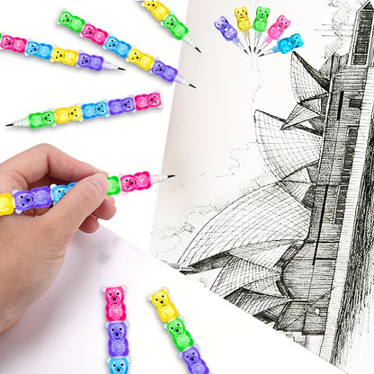 5pcs/10pcs/20pcs Random Creative Bear 5-Section Pencils – Fun Office and School Supplies - Hiccupzz