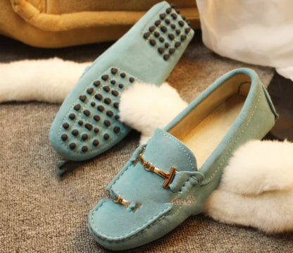 Spring And Autumn New Leather Frosted T Buckle Beanie Shoes - Hiccupzz