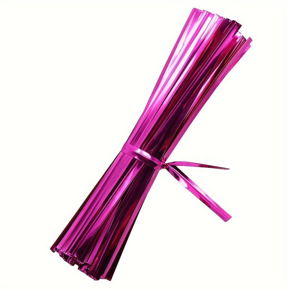 Metallic Twist Ties (100pcs): Colored Spiral Ties for Cellophane Party Bags and Candy Bags - 10cm/3.97in, Available in 8 Colors