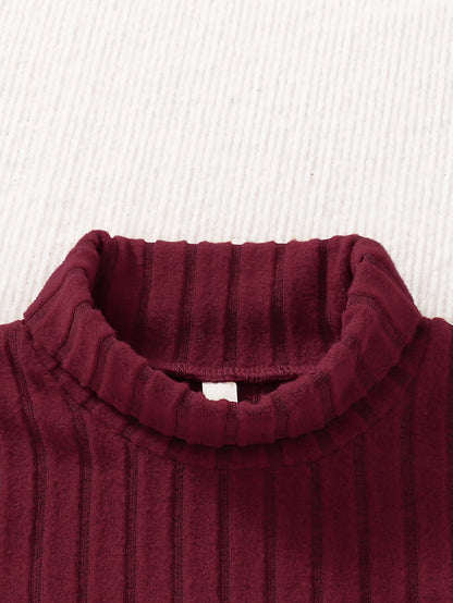 3 Pcs Kid's Solid Turtleneck Sweater, Long Sleeve, Knit Top, Fall/Winter, Gift - Hiccupzz