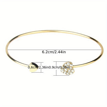 Full Drill Love Bracelet: Gold-Plated Opening Heart, Double Peach Heart Design - Ideal for Birthdays, Holidays, and Mother's Day Gifts - Hiccupzz
