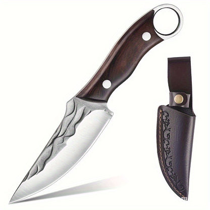 Outdoor Small Knife With Leather Cover Is Very Suitable For Outdoor Camping, Barbecue, Hiking, Fishing And Other Activities - Hiccupzz