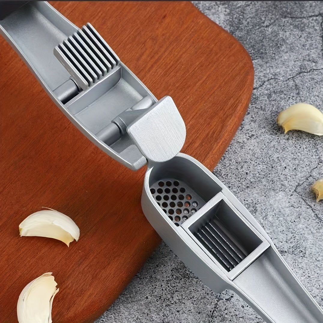 1 Pc Aluminum Alloy Garlic Press - Manual Mincer and Crusher, No Electricity Required, Kitchen Gadget Tool