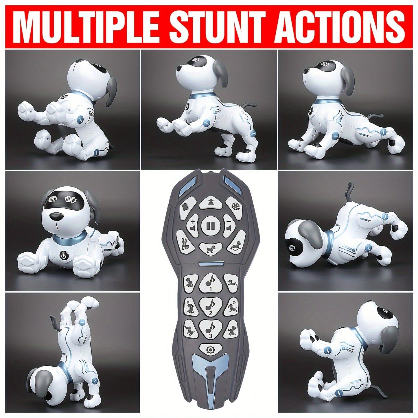 1 Pc Interactive Robot Dog with Remote Control, Voice Command, Dance & Song Functions, Rechargeable Battery, Infrared Sensing, LED Lights ABS Resin Electronic Pet Toy for Kids.