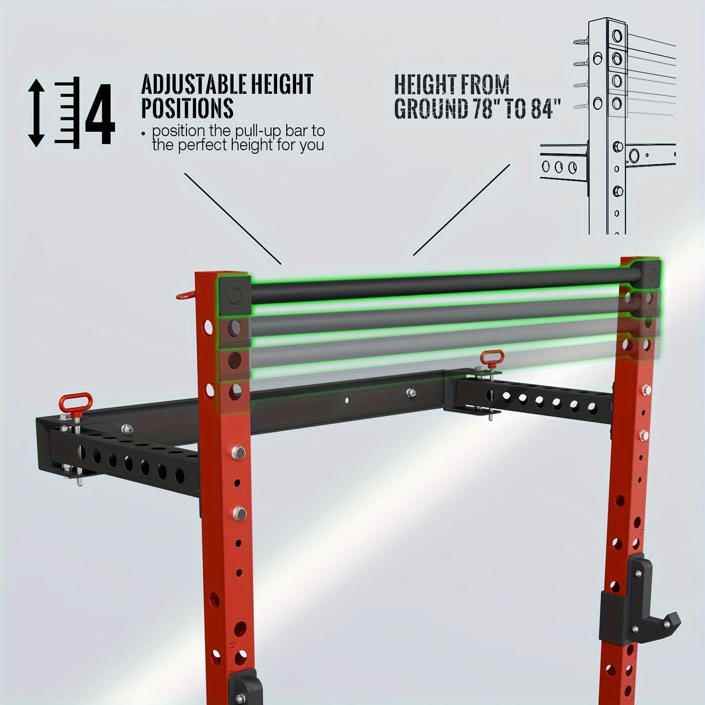 2.36" X 2.36" Folding Wall-Mounted Squat Rack, 800lbs Capacity with Pull-Up Bar & Attachments