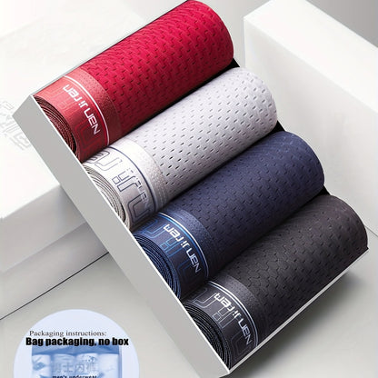 4-Pack Men's Ice Silk Antibacterial Underwear - Breathable Stretchy Boxer Briefs for Spring & Summer - Hiccupzz