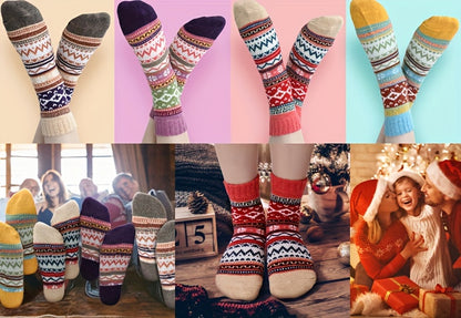 5 Pairs Women's Winter Knitted Socks - Thick, Warm, Soft, for Hiking, Skiing, Outdoor & Casual Wear - Hiccupzz