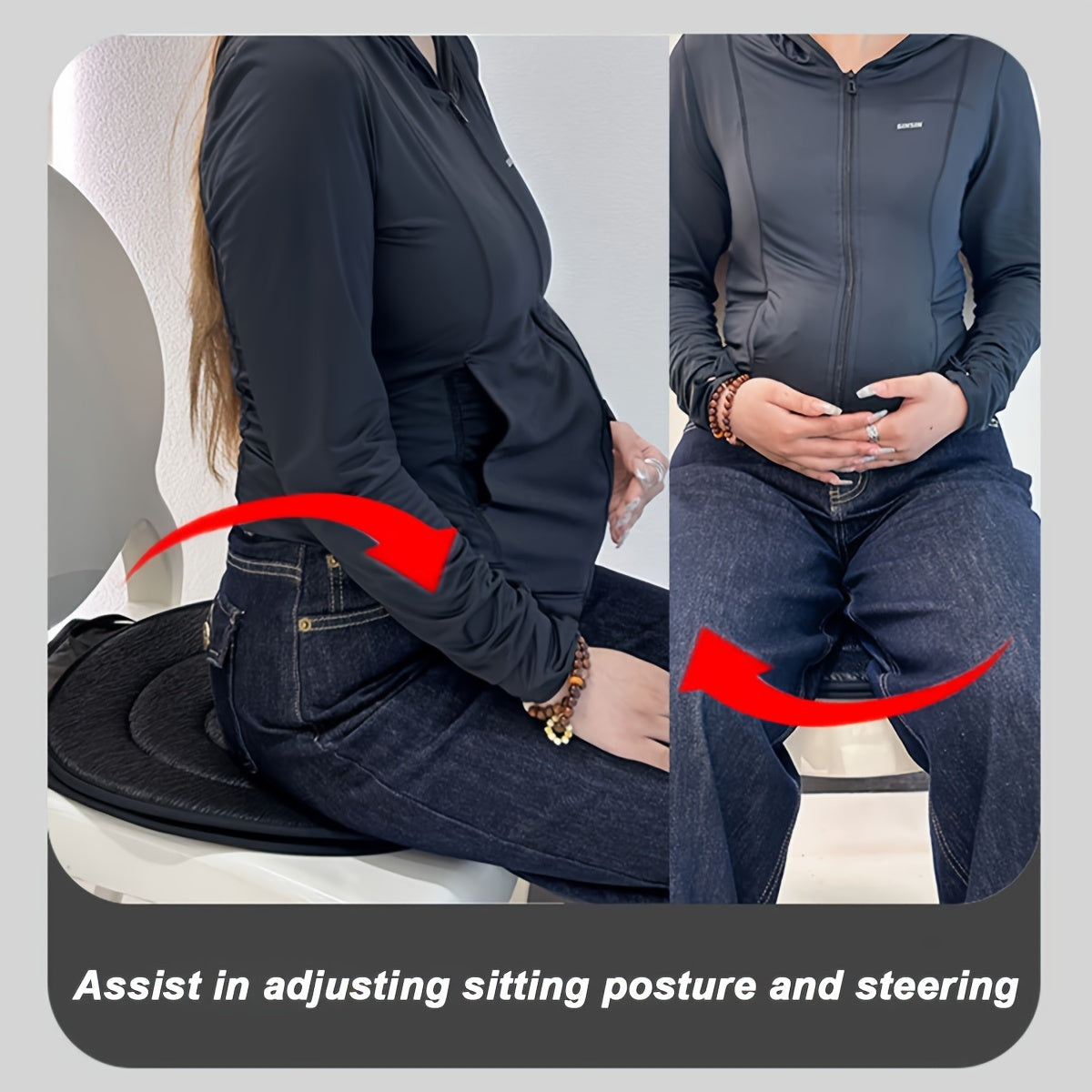 1 Pc ErgoComfort 360-Degree Rotating Seat Cushion - Portable Car Seat Pad with Synthetic Fiber Surface, Sponge Filling, Non-Slip