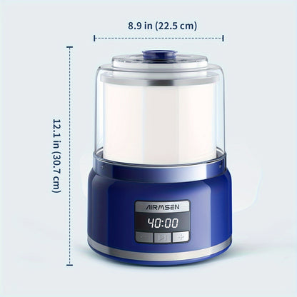 Ice Cream Maker, 2.1-Quart Frozen Yogurt Maker with LED Screen and Timer for Gelato, Milkshakes, Sorbet- Double-Insulated Freezer Bowl, Compact Size