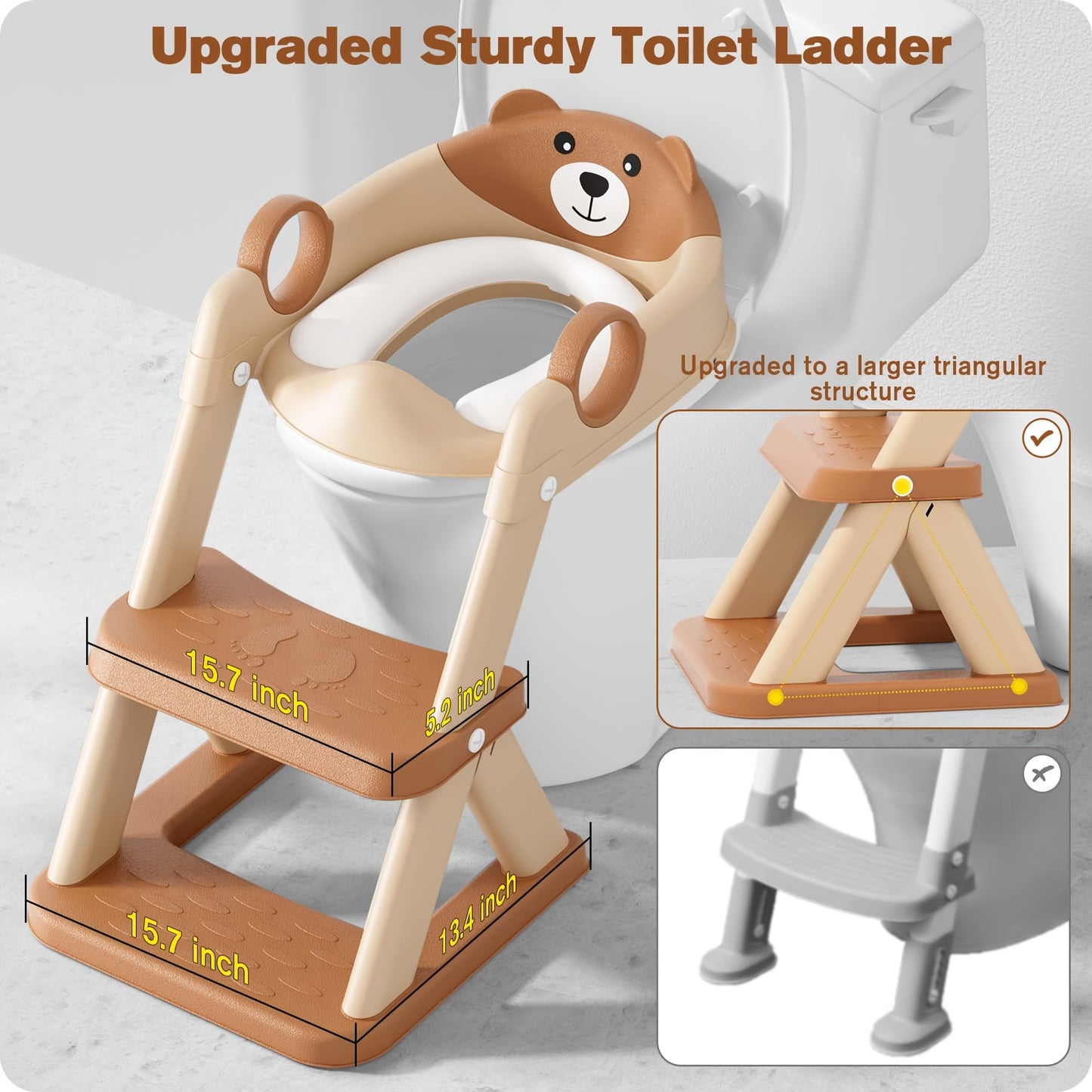 Potty Training Seat, 2-in-1 Toddler Toilet Trainer with Splash Guard, Non-Slip Pad & Step Stool