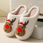 Christmas Cute Elk Pattern Cotton Slippers Indoor Home Plush Warm Slippers