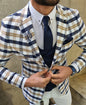 Men's Single-row Two-button Plaid Blazer - Hiccupzz