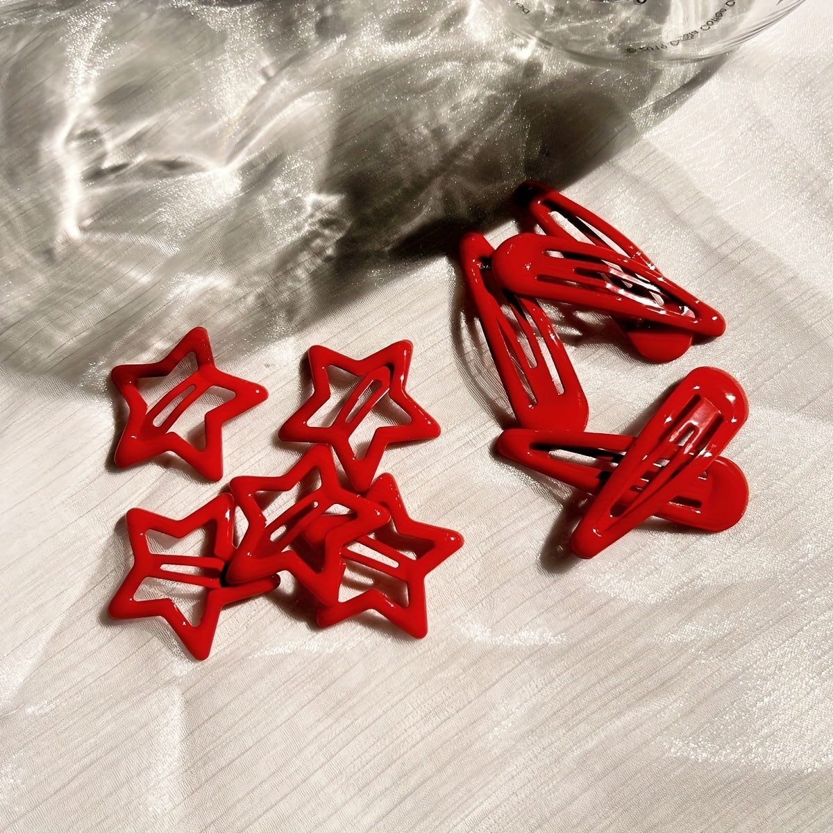 Red Hair Clips (10/20 pcs): Cute Heart Mini Side Clips and Bangs Clips for New Year and Christmas