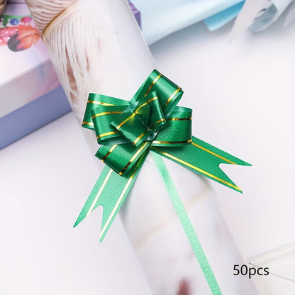 Small Hand Pull Flower Ribbon Bows (10/50pcs): Perfect for Gift Wrapping, Holiday Decor, and Wedding Decorations - Hiccupzz