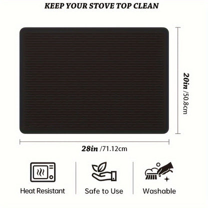 Silicone Electric Stove Cover Mat for Ceramic Cooktop, Heat Resistant Glass Stove Protector, 28x20 Inch Dish Drying Mat for Kitchen - Hiccupzz