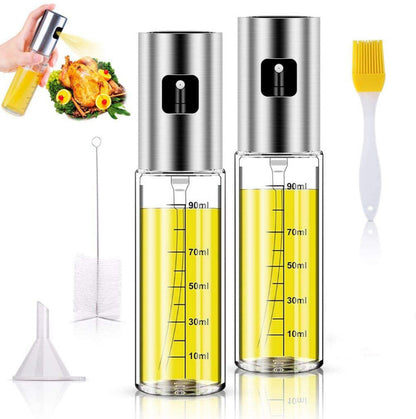 Stainless Steel Grill Kitchen Cooking Oil Spray Bottle With Scale - Hiccupzz