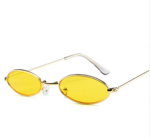 Metal Sunglasses Elliptical Sunglasses Small Frame Ocean Sunglasses Personality Glasses for Men and Women