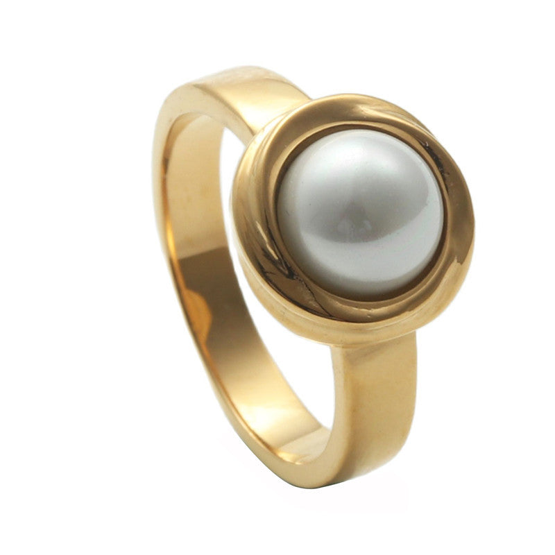 Fashion Titanium Steel Natural Stone Female Ring