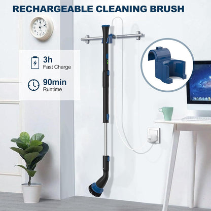Electric Spin Scrubber, Cordless Cleaning Brush With 4 Replaceable Brush Heads And Adjustable Extension Handle Power Shower Scrubber For Bathroom, Kitchen, Tub, Tile, Floor - Hiccupzz