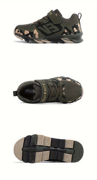 Boy's Trendy Camouflage Mesh Breathable Sneakers, Comfy Non-Slip Soft Sole Running Shoes - Hiccupzz
