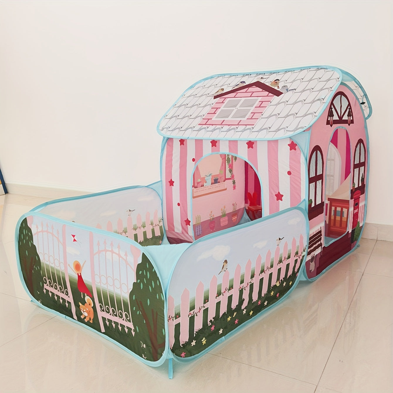 Youngsters' Pop-Up Playhouse - Pink, Durable Polyester & Steel Frame, No Assembly Required, For Indoor/Outdoor Fun