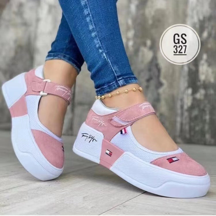 Breathable Round Toe Thick Bottom Velcro Sneakers