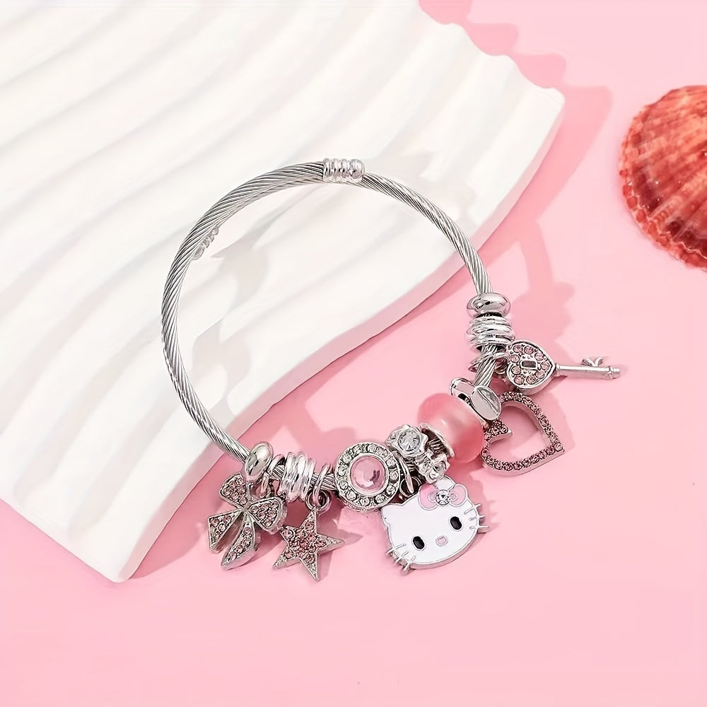 Licensed Sanrio Hello Kitty Bracelets, Creative Cartoon Bangles For Girls, Sweet Gifts For Girls