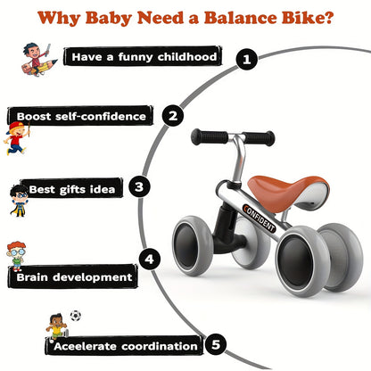 Baby Balance Bike for 1-Year-Old Boys & Girls, Pedal-Free Bicycle for 12-36 Months