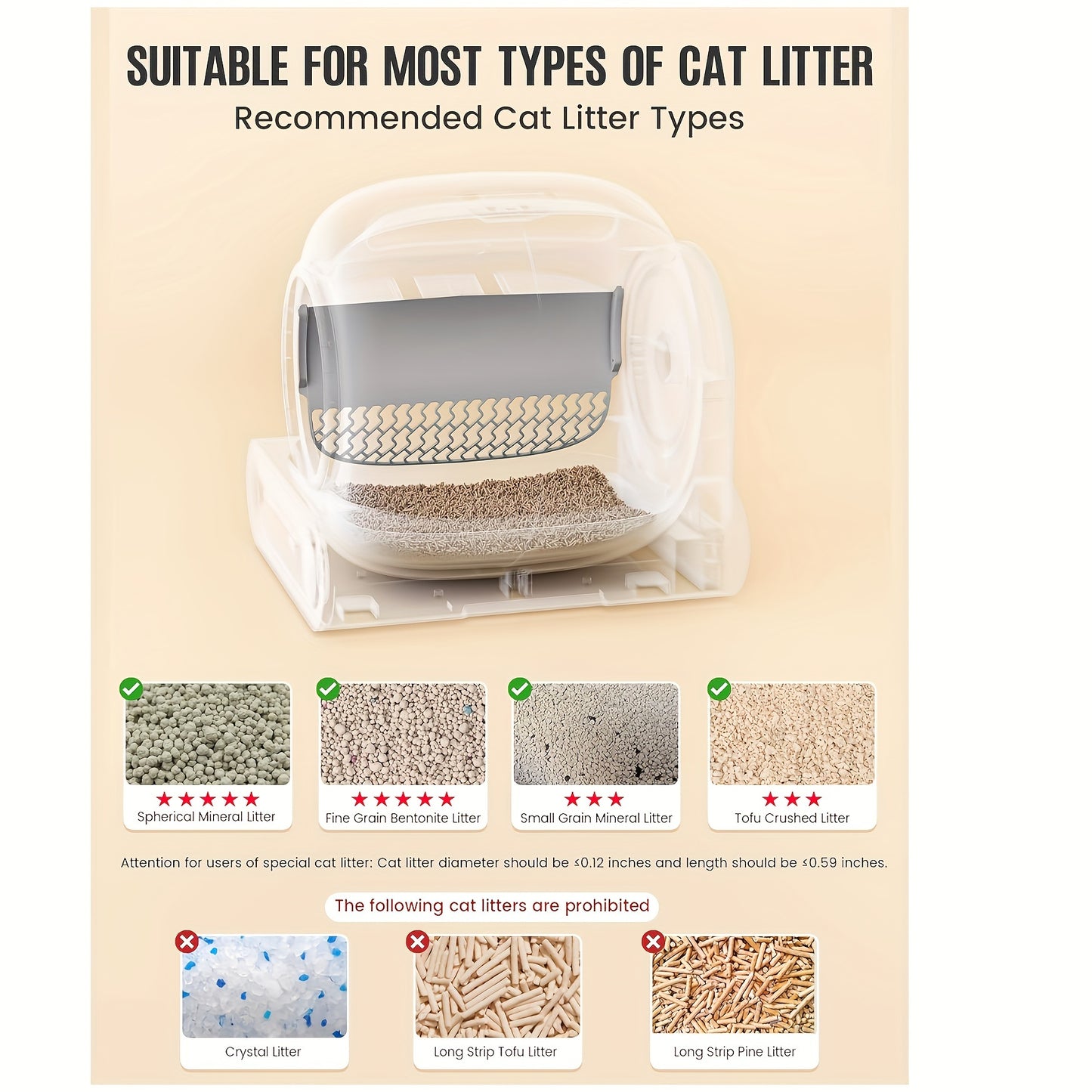 Self-Cleaning Cat Litter Box, 17.17 gal Capacity, APP-Controlled, Automatic Odor Removal