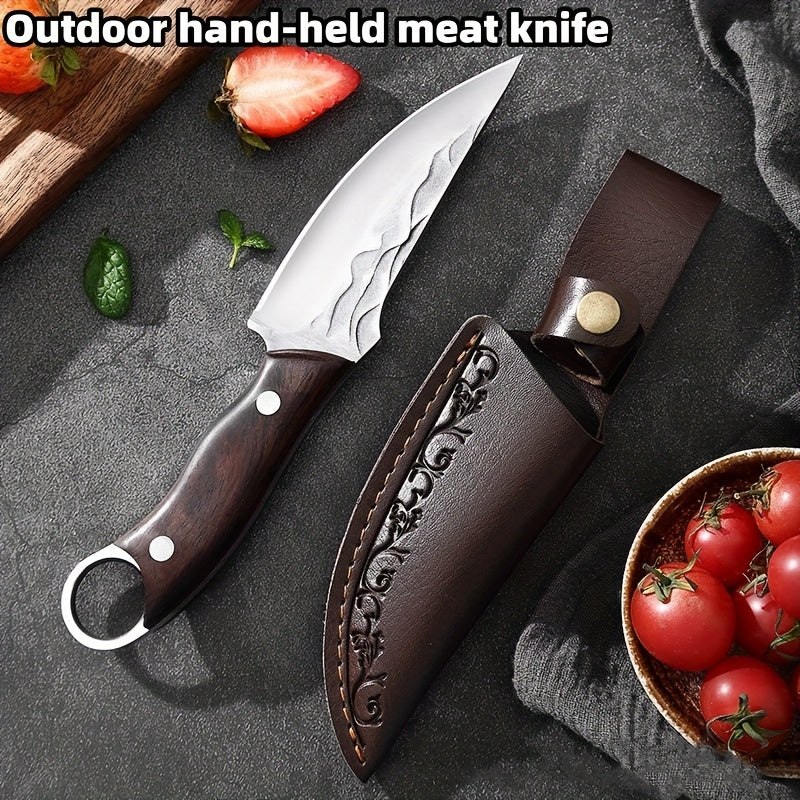 Outdoor Small Knife With Leather Cover Is Very Suitable For Outdoor Camping, Barbecue, Hiking, Fishing And Other Activities