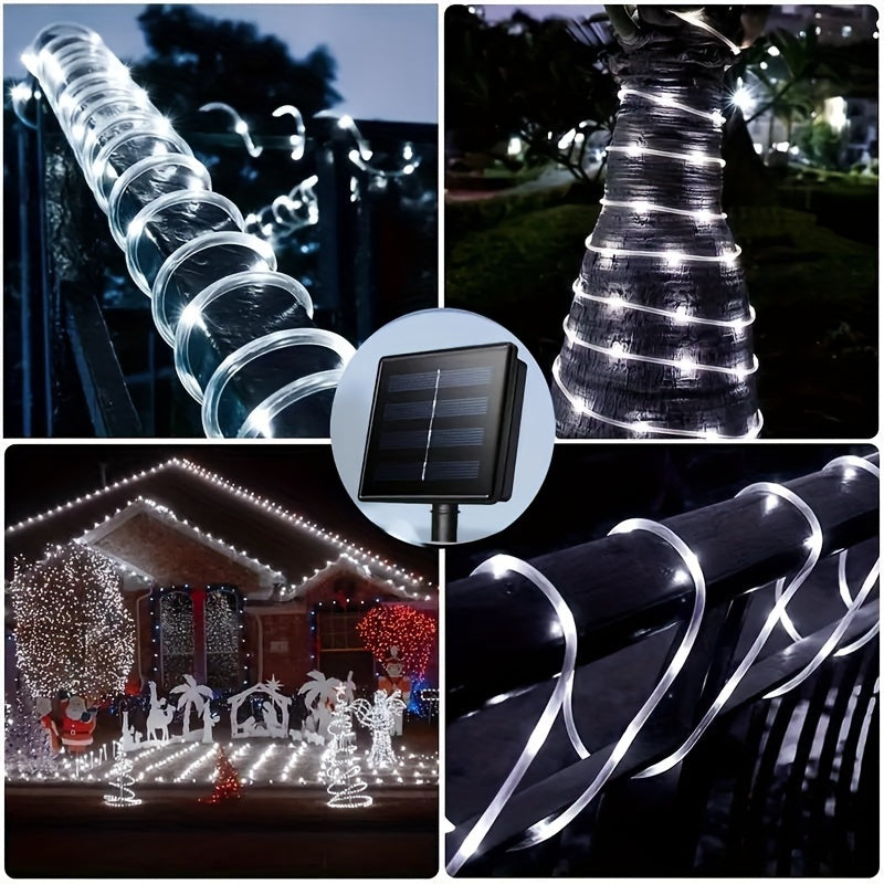 1 Pack Solar Tube String Lights - 8 Modes Outdoor LED Copper Wire Lights