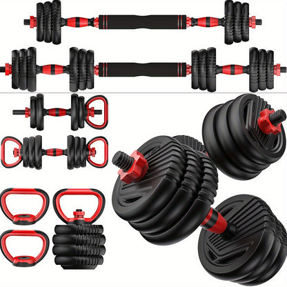 Adjustable Dumbbell Set: 20-90lbs, 4-in-1 Weight Set for Home Gym, Barbell, Kettlebell, Push-up, Men & Women Fitness Workout Equipment - Hiccupzz