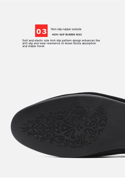 British Breathable Tods Casual Shoes Men's Trendy Embroidered Leather Shoes - Hiccupzz