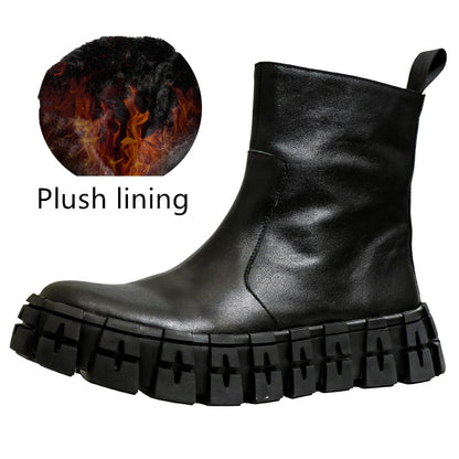 Thick Sole Mid Top Motorcycle Boots - Hiccupzz