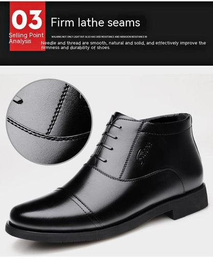 Winter Real Leather With Fleece Lining Men's Cotton Shoes - Hiccupzz