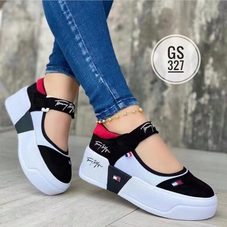 Breathable Round Toe Thick Bottom Velcro Sneakers