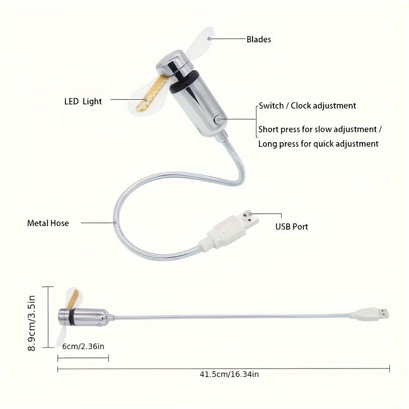 Winter New Christmas Portable USB LED Clock Fan - Energy Saving, Flexible Design, Time Display & Temperature Check