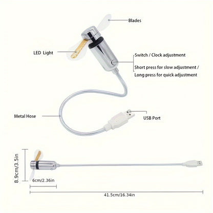 Winter New Christmas Portable USB LED Clock Fan - Energy Saving, Flexible Design, Time Display & Temperature Check