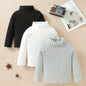 3 Pcs Kid's Solid Turtleneck Sweater, Long Sleeve, Knit Top, Fall/Winter, Gift - Hiccupzz