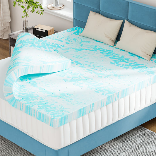 2 Inch Mattress Topper Comfort Bed Topper Cooling Mattress Pad Gel Premium Memory Foam Mattress, CertiPUR-US Certified
