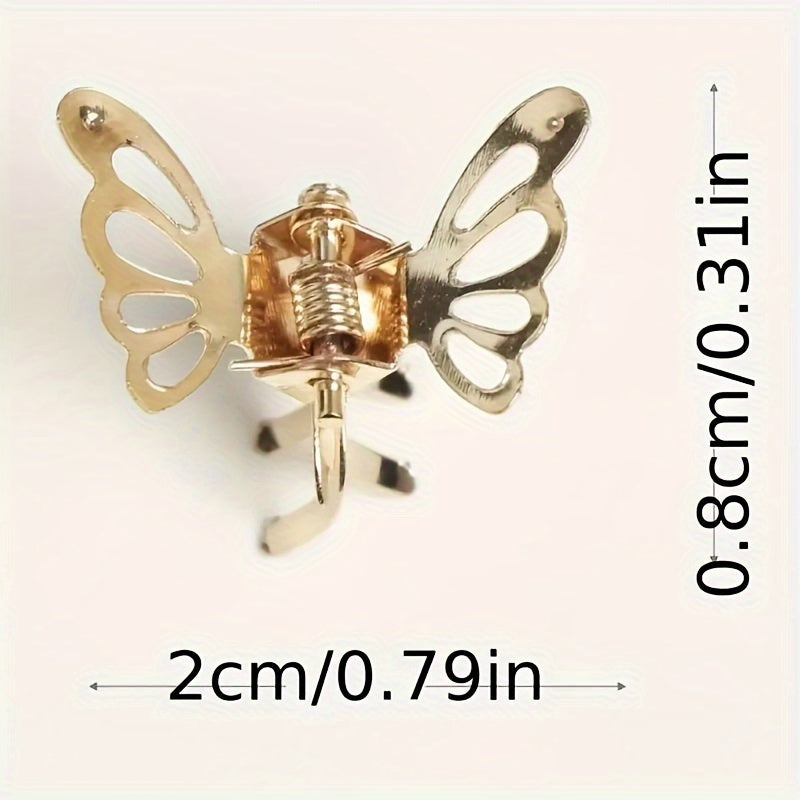 1Pc Mini Colored Princess Hair Claw Clip: Small Metal Butterfly Clip for Bangs, Ideal for Women and Girls