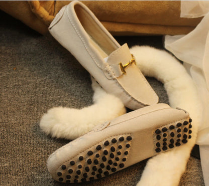 Spring And Autumn New Leather Frosted T Buckle Beanie Shoes - Hiccupzz