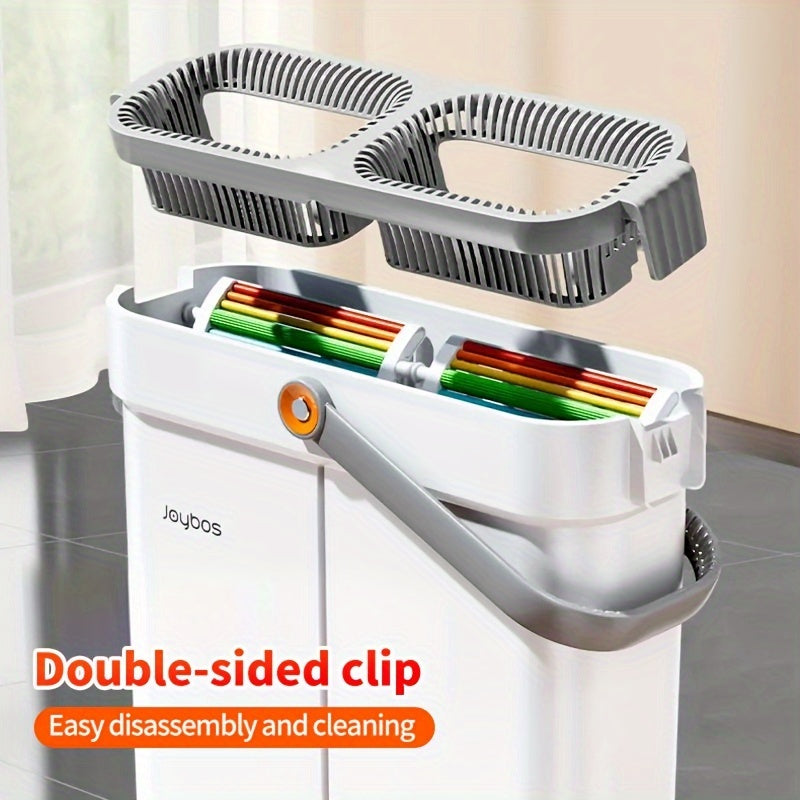 Flat Mop and Bucket Set with Self-Cleaning System - Stainless Steel & Durable ABS Construction