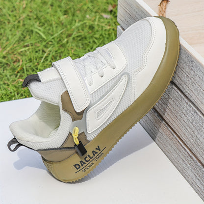 Kids' Vintage Street Sneakers - Breathable PU & Fabric Upper, EVA Sole, Round Toe. Ideal for Casual Wear, Hiking, and Daily Outdoor Activities (Spring/Fall/Summer). - Hiccupzz